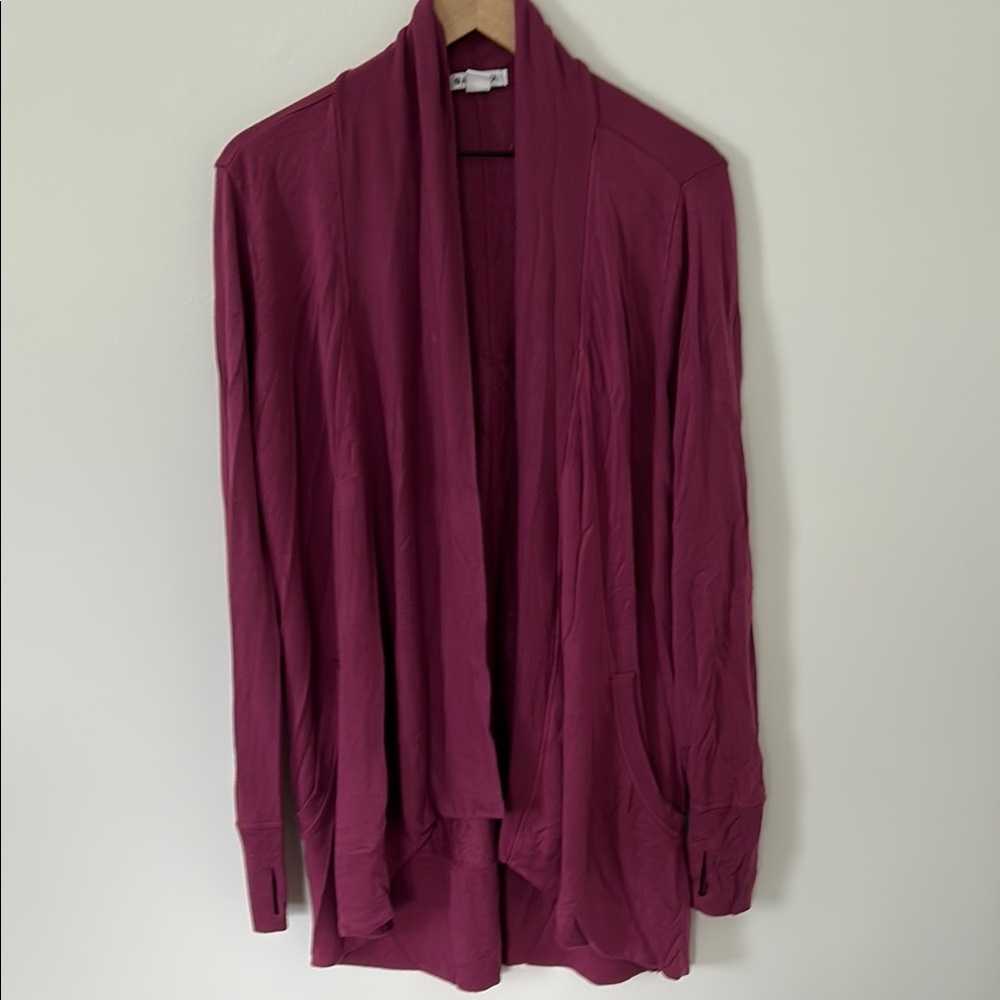 Athleta Maroon Open Front Cardigan